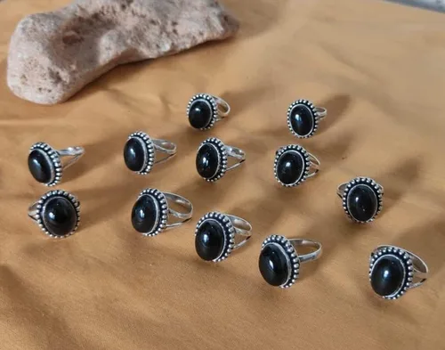 Miniatura 3 de LOt OF 12 PIC. Black Onyx 925 Silver Rings, Wedding Rings, Engagement Rings, Gemstone Rings, Statement Ring For Women, Vintage Style Ring, Handmade