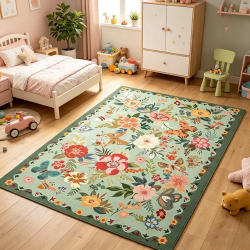 Miniatura 29 de Ukeler - Alfombra rústica con diseño floral para sala, dormitorio, comedor, Country rústico, Azul (luxury blue)