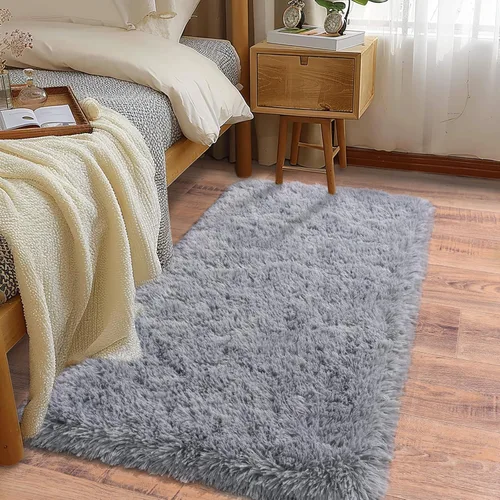 Miniatura 32 de Alfombras suaves para pasillos de dormitorio, nuevas, con parte inferior antideslizante mejorada, de 2 x 3, alfombra esponjosa y peluda verde