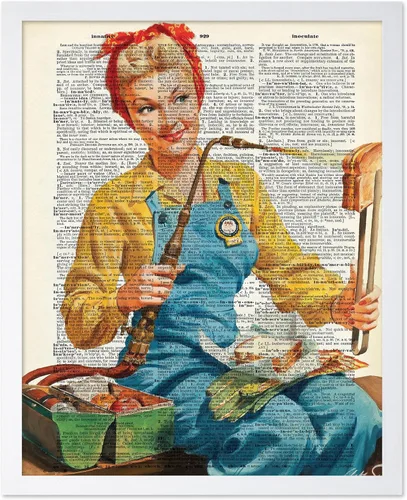 Miniatura 8 de Poster Master Póster de Arte del Diccionario - Impresión Retro de Mujer Soldadora - Arte de Sándwich de Queso a la Parrilla - Regalo para Ella