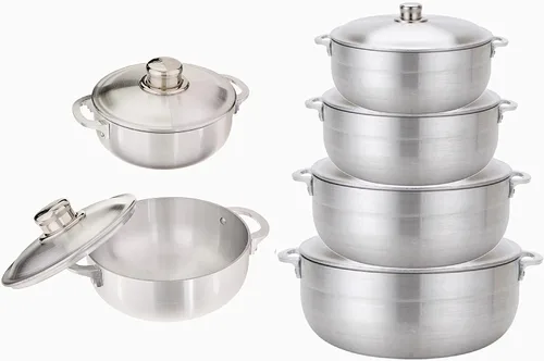 Miniatura 7 de Uniware Caldero de aluminio de calibre pesado con tapa de aluminio, plata, pequeño