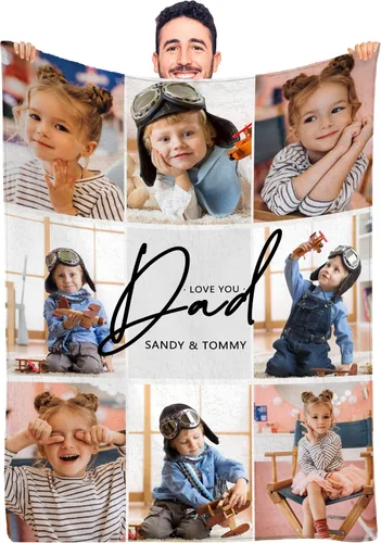 Miniatura 16 de Artsadd Manta de fotos personalizada para papá, con texto en inglés «We Love You Daddy», 30 x 40 pulgadas