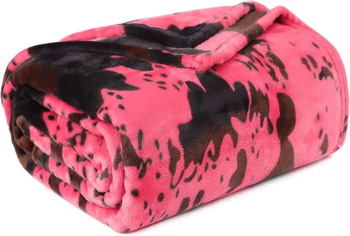 Miniatura 42 de Manta ligera de forro polar suave rosa, manta pequeña y cálida para cama Manta vaquera-rosa