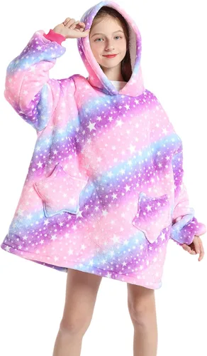 Miniatura 18 de Manta de gran tamaño con capucha para niños, manta Sherpa para niños y adolescentes, sudadera gigante con capucha esponjosa