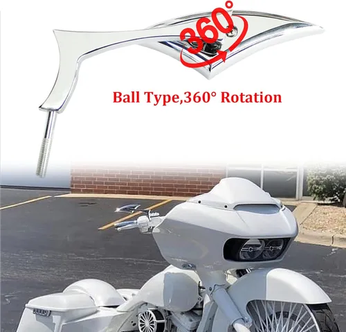 Miniatura 6 de Rich Choices Espejos retrovisores laterales de cuchillo cromados para motocicletas Compatibles con Harley Road King Street Glide FLHX Road Glide