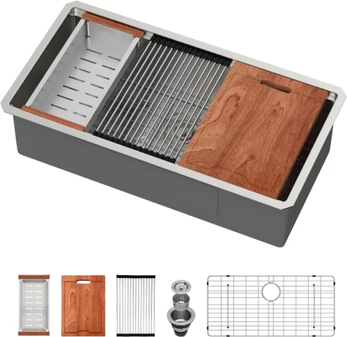 Miniatura 30 de Fregadero de Montaje Bajo de 13 Pulgadas - Beslend 13”x15”x9” Fregadero de Cocina de Acero Inoxidable de Montaje Bajo Calibre 16 Fregadero de Cocina