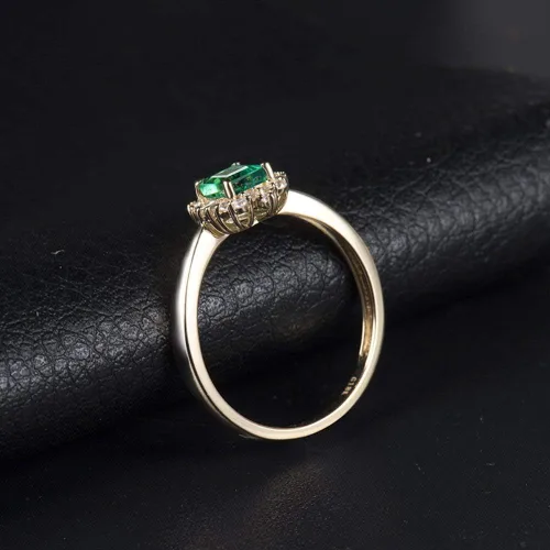 Miniatura 4 de Lanmi Anillo de oro amarillo de 14 quilates con diamantes naturales de esmeralda para mujer, compromiso de compromiso de boda, aniversario