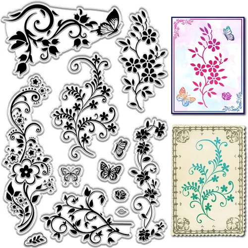 Miniatura 15 de CRASPIRE Sellos transparentes de notas musicales, sellos de goma para instrumentos de piano vintage, fondo reutilizable, sello de silicona