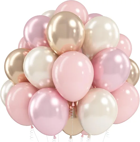 Miniatura 16 de Paquete de 60 globos azul polvoriento dorado, conjunto de globos de látex azul pizarra blanco arena verde azulado turquesa crema beige con confeti