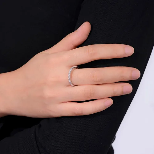Miniatura 2 de Tienda Essentials Rhodium Plated Single Row Pave Stackable Eternity Ring