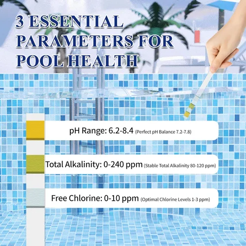 Miniatura 3 de A QUILA Kit de tiras de prueba de agua de piscina, 150 tiras de prueba de spa para bañera de hidromasaje, kit de prueba de agua de 3 vías para pH