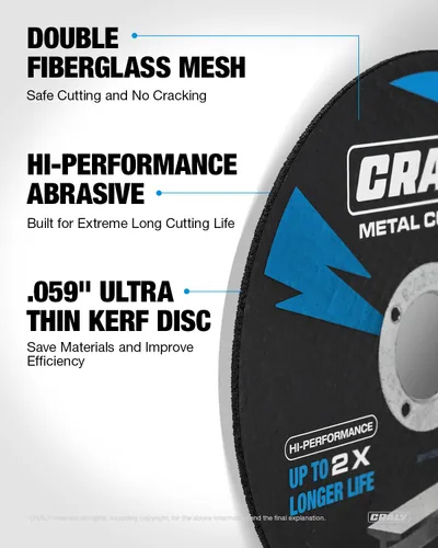 Miniatura 4 de CRALY Ruedas de corte de 6 pulgadas para cortar metal y acero inoxidable, disco de corte de metal ultrafino de grado profesional para amoladora