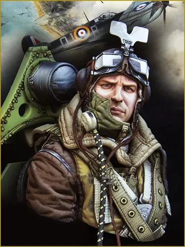 Risjc 1/10 Figura de resina Modelo de busto Modelo piloto británico de la Segunda Guerra Mundial Kit de modelo fundido a presión //N58174 (sin