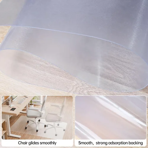 Miniatura 5 de Alfombrilla para silla de oficina para suelo de madera dura, 1/8" de grosor 53" x 45", alfombrilla cristalina transparente para silla de suelo duro