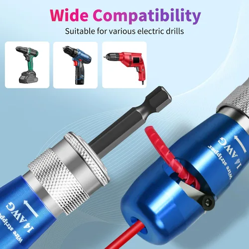 Miniatura 5 de Herramienta para pelacables de taladro para cable 8/10/12/14 AWG - Kit de pelado y torsión de cables de impacto estándar de EE. UU., herramienta