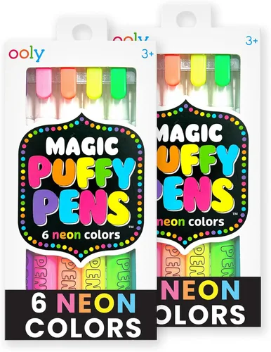 Ooly Paquete de 2 bolígrafos de gel de neón (12 bolígrafos), pintura de textura de espuma 3D, bolígrafos creativos y divertidos para niños,