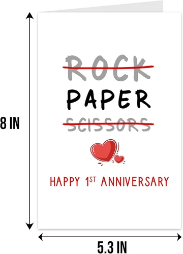 Miniatura 2 de Qiliji Tarjeta de feliz primer aniversario, divertida tarjeta de aniversario de boda de 1 año, tarjeta de felicitación de aniversario de papel