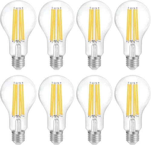 Miniatura 11 de FLSNT Bombillas LED Edison equivalentes a 100 W, bombillas LED A21 regulables de 12 W, 1600 LM, 2700 K blanco suave, CRI90, base E26, paquete de 8
