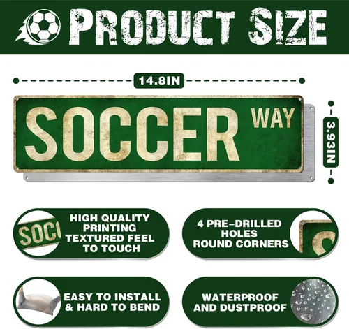 Miniatura 2 de Regalos de Fútbol para Niños de 8-12 Años y Hombres, Póster de Fútbol Decoración de Pared para Habitación de Niñas, Decoración Deportiva Vintage
