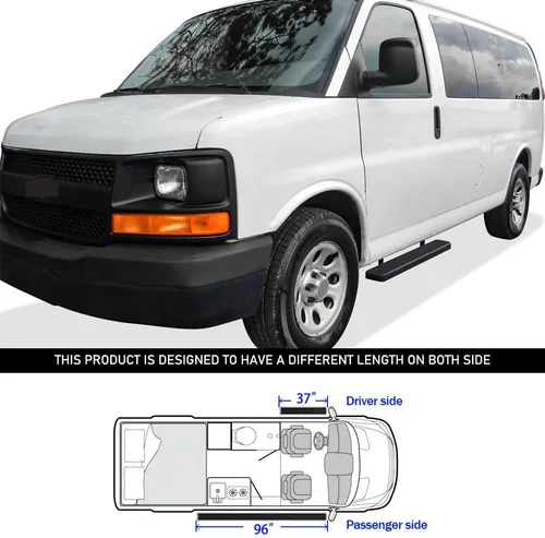 Miniatura 29 de APS Estribos de 6 pulgadas, color negro mate, compatibles con Chevy Express GMC Savana 1500 2500 3500 2003-2026 Van de tamaño completo de 3 puertas