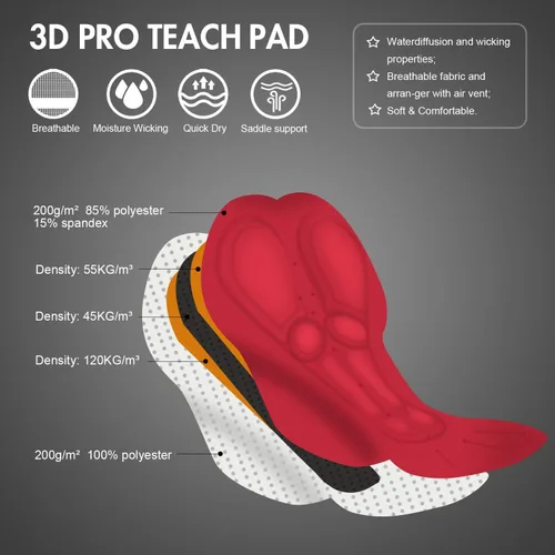 Miniatura 3 de Przewalski - Culote de ciclismo para hombre acolchado 3D, excelente rendimiento y mejor ajuste