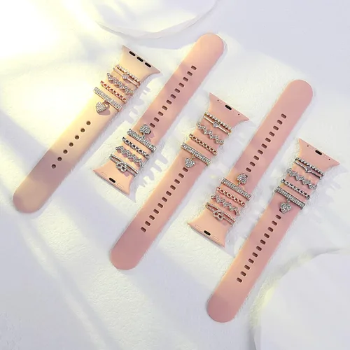 Miniatura 5 de Anillos decorativos de corazón compatibles con correas de silicona de Apple Watch de 1.772 in, 1.732 in, 1.654 in, 1.614 in, 1.575 in, 1.496 in, 7