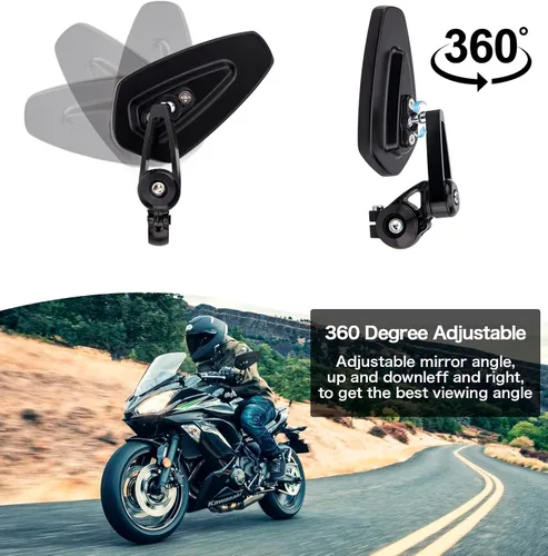 Miniatura 3 de Espejos de extremo de barra de motocicleta compatibles con Honda GROM MSX125 Kawasaki Z650 Z125 Z900 Z750 SV650 Yamaha MT-07 MT-03 MT-09 MT-10 FZ09