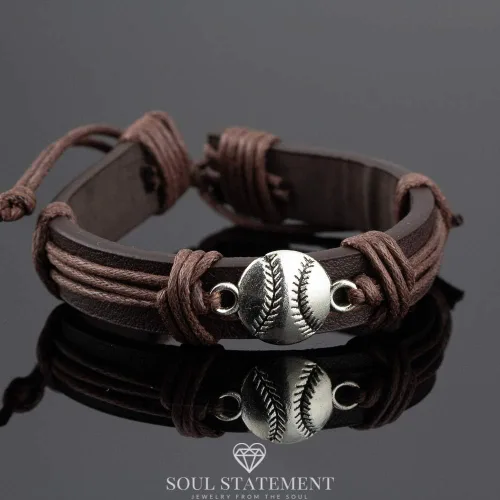 Miniatura 3 de Soul Statement Pulseras deportivas de cuero para hombres, pulsera de fútbol y fútbol para adolescentes, Cuero, Sin gemas.