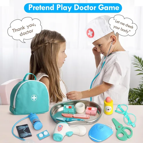 Miniatura 8 de Kit de Médico de Lehoo Castle para Niños Pequeños de 3 a 5, Juego de Médicos para Niños, Juego de Simulación con Disfraz de Médico, Juguetes
