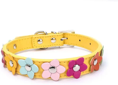 Miniatura 7 de Collares de flores para perros pequeños, bonito y colorido collar de cachorro para niñas de raza XS pequeña, hembras, gatos pequeños, amarillo, S