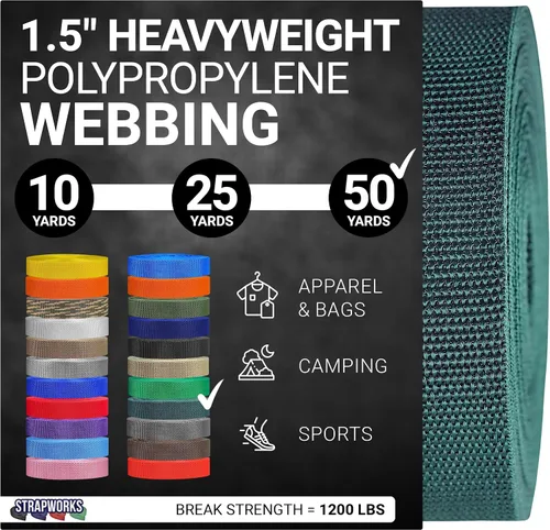 Miniatura 20 de Strapworks Heavyweight Polypropylene Webbing - Heavy Duty Poly Strapping for Outdoor DIY Gear Repair, 1.5 Inches