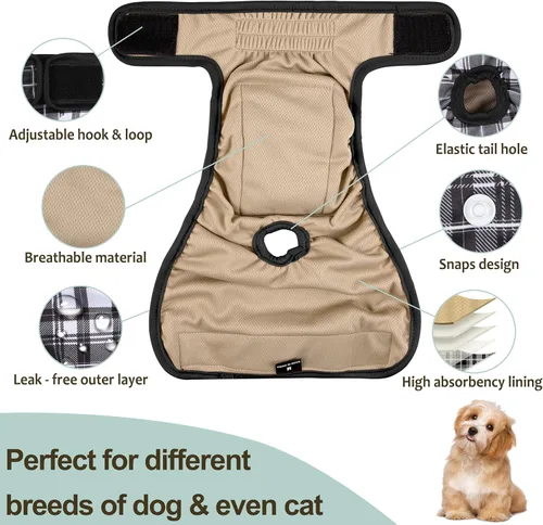 Miniatura 39 de Pañales lavables para perros, para hembras caninas, reutilizables, para periodo de celo, altamente absorbentes, para incontinencia, con broches