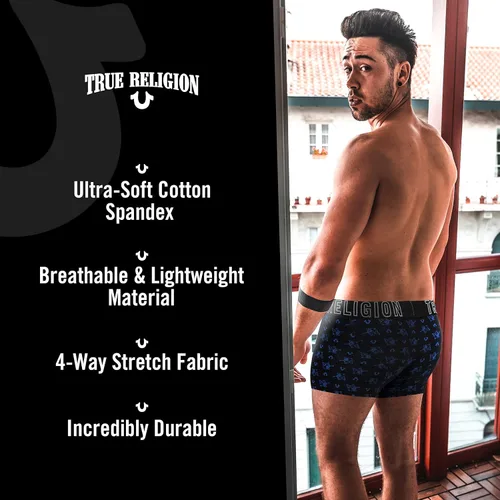 Miniatura 5 de True Religion Calzoncillos tipo bóxer de algodón elástico para hombre, paquete de 6