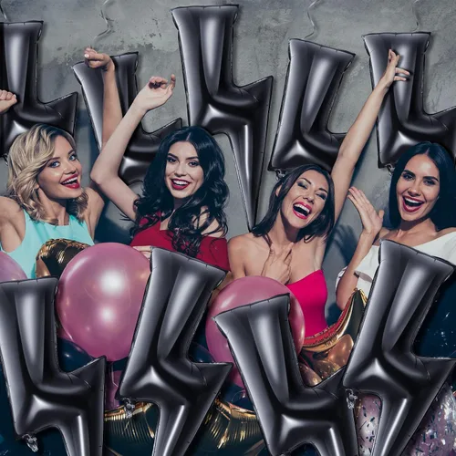 Miniatura 6 de Deekin 4 globos de 45 pulgadas con forma de rayo para fiestas, globos con forma de rayo para decoración de cumpleaños, boda, baby shower (negro)