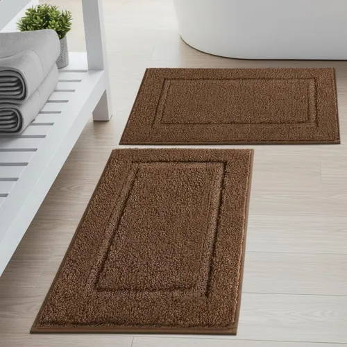 Miniatura 27 de SHACOS Juego de alfombras pequeñas de baño de 2 piezas con tapetes de baño en forma de U, tapetes de inodoro de 16x24 + 20x24 pulgadas, tapetes