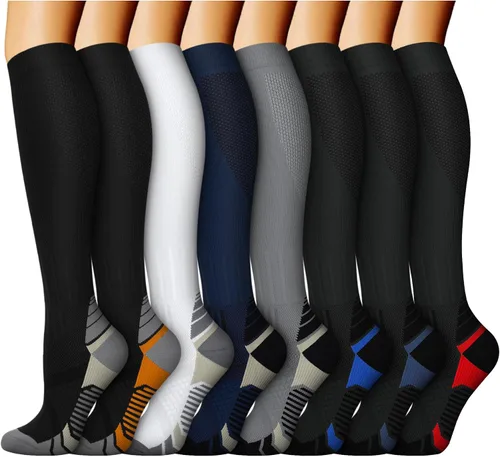 Miniatura 36 de ACTINPUT 8 pares de calcetines de compresión para mujeres y hombres, medias de compresión de apoyo para médicos, correr, atletismo