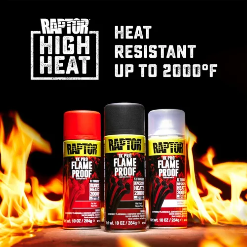 Miniatura 2 de RAPTOR Pintura para carrocería de automóviles a prueba de llamas, grado profesional, spray protector extra resistente para altas temperaturas, negro