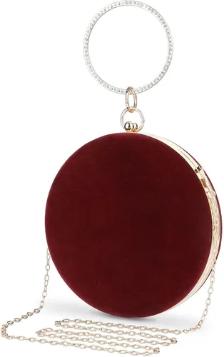 Selighting Bolsos de mano redondos de terciopelo para mujer, bolsas de noche, bolso formal de boda, graduación, cóctel, fiesta, bolso de mano, talla