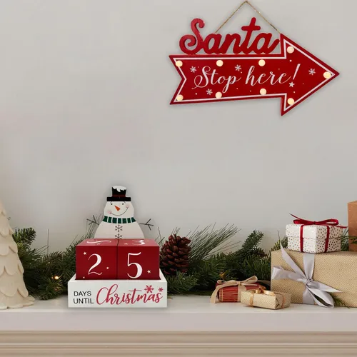 Miniatura 4 de Muñeco de nieve de Navidad con cuenta regresiva de 99 días, calendario de Adviento días hasta Navidad, cuenta regresiva, vintage, bloque rústico