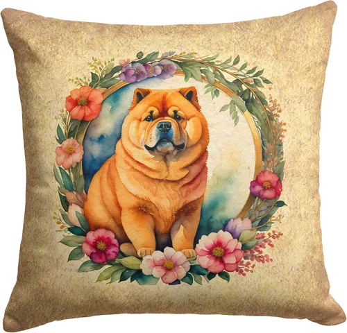 Miniatura 145 de Caroline's Treasures DAC2072PW1414 Affenpinscher and Flowers - Almohada decorativa de tela, lavable a máquina, para interiores y exteriores