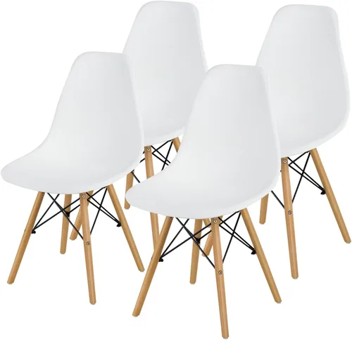 Miniatura 4 de ERGOMASTER DSW - Juego de 4 sillas de comedor modernas premontadas con patas de madera resistentes, sillas de plástico Shell Lounge para comedor