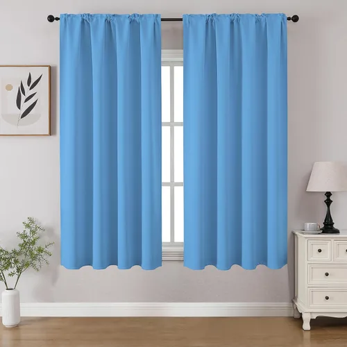 Miniatura 75 de CUCRAF - Cortinas opacas beige de 45 pulgadas, juego de 2 paneles con bolsillo para barra, cortinas para oscurecer dormitorios y sala de estar
