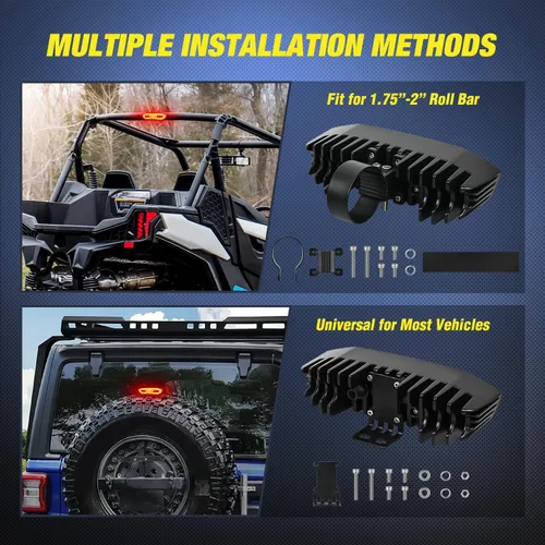 Miniatura 4 de Nilight - Luz de freno LED de persecución para UTV, universal para barra de enrollado de 1.75"-2.0", luces de marcha, intermitentes, carga y reversa