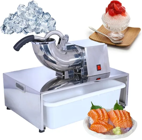 Máquina trituradora de hielo comercial de 220 LBS/H, máquina eléctrica de cono de nieve, máquina de hielo afeitado de acero inoxidable para 220v