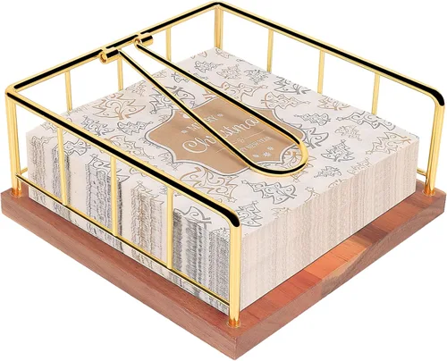 Miniatura 15 de Livabber Servilletero plano, almacenamiento de servilletas de cocina de metal con brazo de tensión ponderada, dispensador de papel de seda rústico
