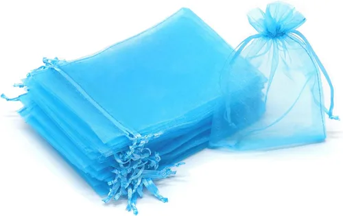 Miniatura 33 de 50 bolsas de organza transparentes de 3 x 4 pulgadas, pequeñas bolsas de regalo de joyería con cordón para bodas, fiestas, bolsas de dulces
