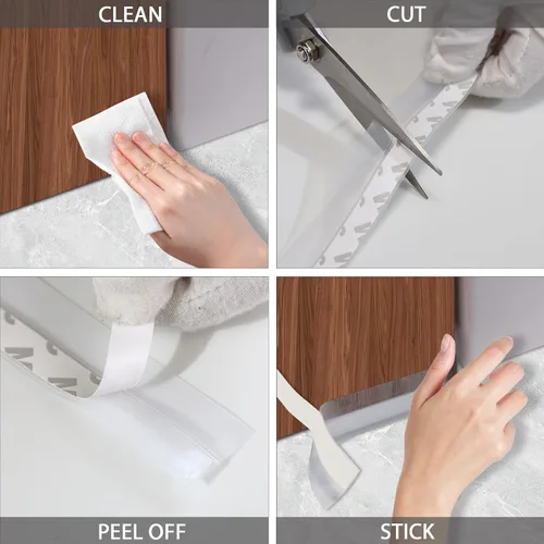 Miniatura 6 de Gaahing Burlete para puerta de cristal de ducha, tira autoadhesiva para sellar ventana, burlete para despegar y pegar para impermeabilización