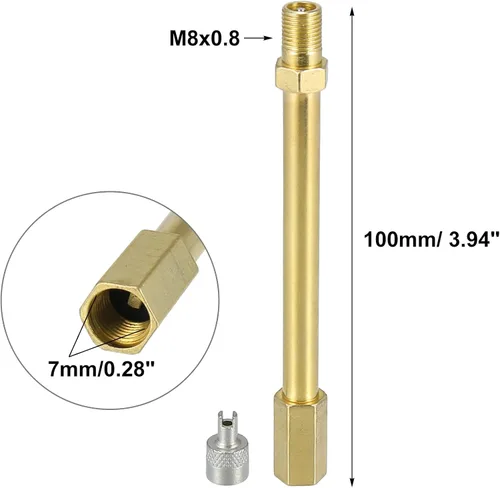 Miniatura 4 de X AUTOHAUX Adaptador de extensión de válvula de neumático automático de latón de 1.969 in/1.97 pulgadas de largo, extensor de vástago de neumático