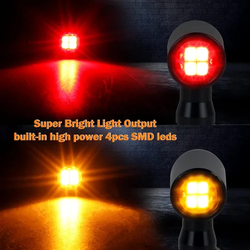 Miniatura 2 de Señales de giro delanteras y traseras para motocicleta, luces traseras de freno LED de tamaño mini, universales, compatibles con Harley Honda