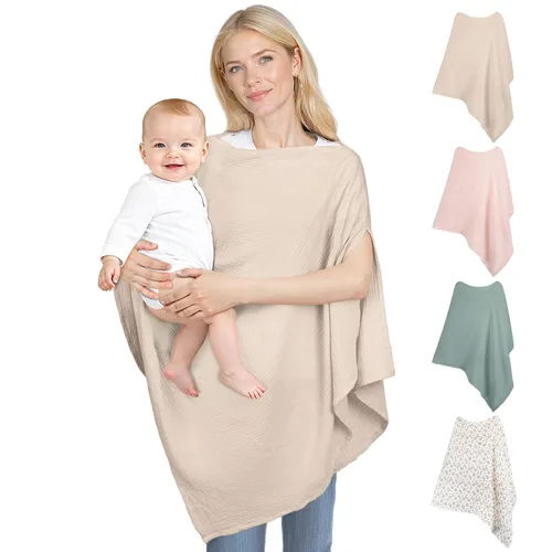 Miniatura 10 de Muslin Cobertura de Lactancia para Amamantar, Cobertura de Pecho de Algodón Suave y Transpirable para Mujeres, Cobertura de Lactancia con Total Verde